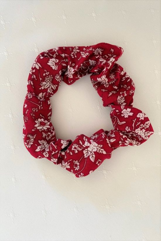 Burgundy Flowers Scrunchie - Image 2