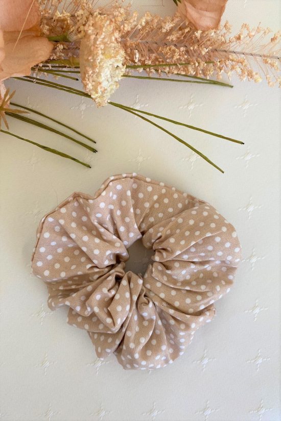 Neutral Polkadot Scrunchie