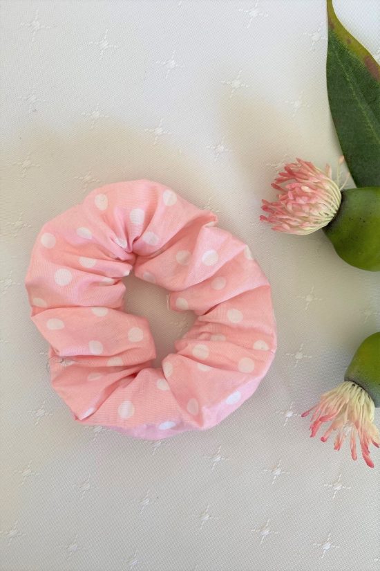 Pink Polkadot Scrunchie