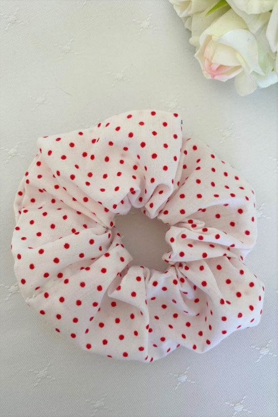 Tiny Red Polkadot Scrunchie